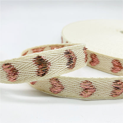 5yards/Lot 15mm 100% Cotton Ribbon Heart Handmade Hserring Bone Ribbon For Apparel Sewing Fabric DIY Christmas Decoration