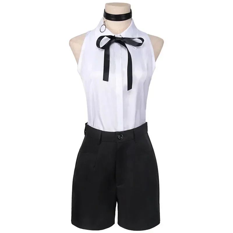 Reze Cosplay Anime Chainsaw Man Reze Cosplay Costume Wig Uniform Shirt Tie Shorts Wig Halloween Costumes for Women Girls Adult