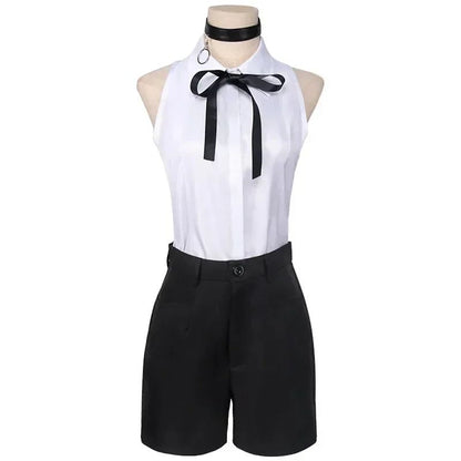 Reze Cosplay Anime Chainsaw Man Reze Cosplay Costume Wig Uniform Shirt Tie Shorts Wig Halloween Costumes for Women Girls Adult