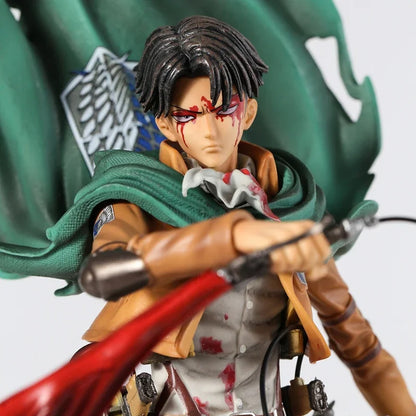 Mikasa Levi Ackerman Battle Damage Ver PVC Anime Figure Colecionável Estátua Boneca Modelo Presente Brinquedo Decoração
