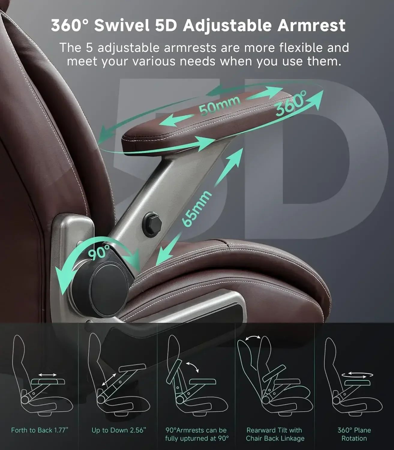 [Best Seller, Buy Now!]Big and Tall Office Chair, Executive , Adjustable Lumbar Support 3'' Double Space Wheel, Managerial Home