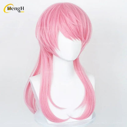 In Stock Anime Synthetic Sanzu Haruchiyo Cosplay Wig Long 56cm Pink Wig And Ear Clips Heat Resistant Fiber Hair RWig + A Wig Cap