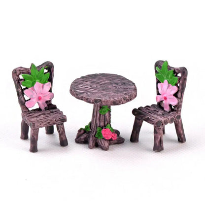 1SET Doll House Miniature Bench Stools White Chair Cute Fairy Garden Gnome Moss Terrarium Bonsai DIY Craft Home Decoration