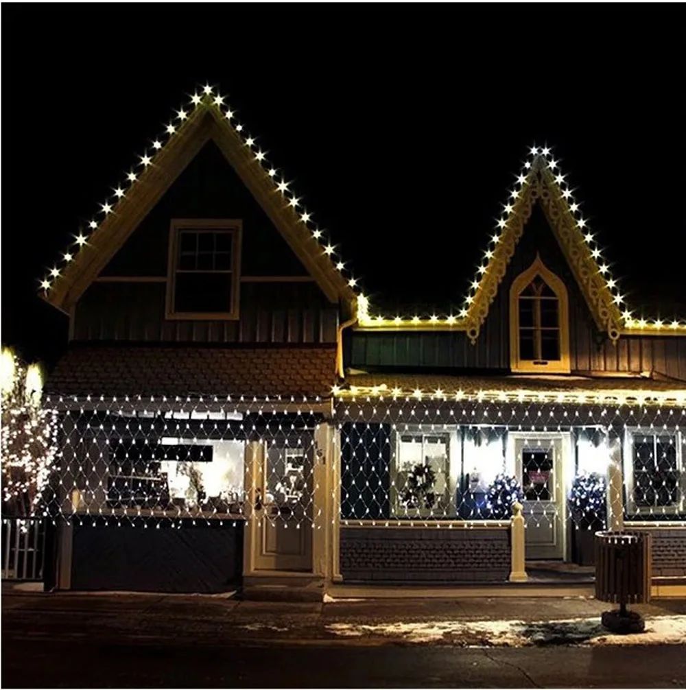 Luzes de corda de rede de LED 8 modos 220V 110V plugue UE/EUA Festival Decoração de Natal Guirlandas Festa de Natal Jardim Ano Novo Casamento