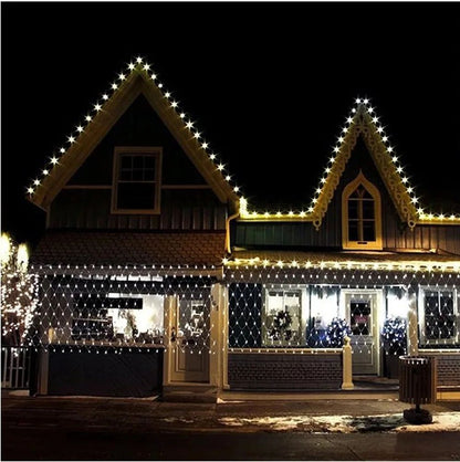 Luzes de corda de rede de LED 8 modos 220V 110V plugue UE/EUA Festival Decoração de Natal Guirlandas Festa de Natal Jardim Ano Novo Casamento
