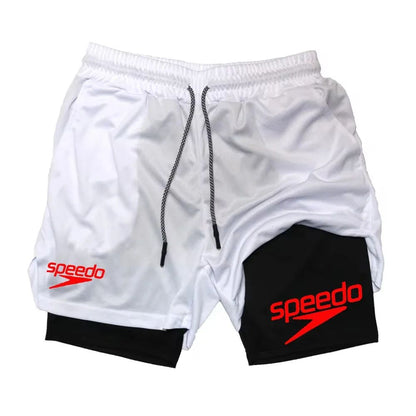 Fitness 2-in-1 training shorts, suitable for men, beach running quick-dry shorts, outdoor sports shorts, fitness basketball shor