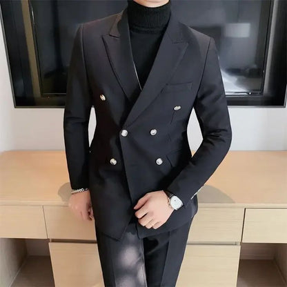 Jacket for Men Dress Jackets Coats Double Breasted Black Business Man Suits and Blazers Simple New in Korean Style Clothes 2025