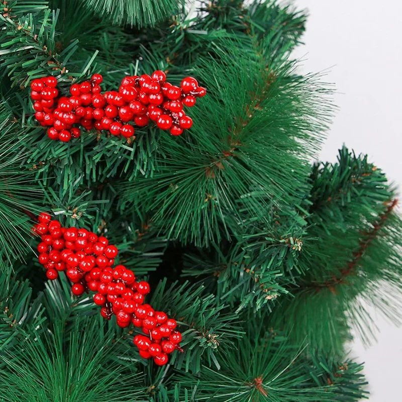 10pcs Artificial Berries Christmas Decoration Flowers Red Berry Branches Xmas Tree Party Home Table Ornament Red Wreath DIY