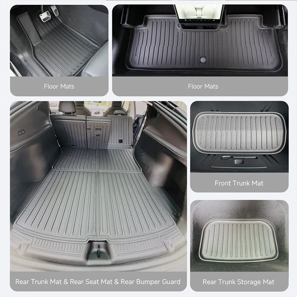 Para Tesla Model Y Juniper 2025-2026 Tapete de Chão TPE Antiderrapante Impermeável Revestimento de Carga Tapete de Bagagem para Acessórios do Model Y Juniper