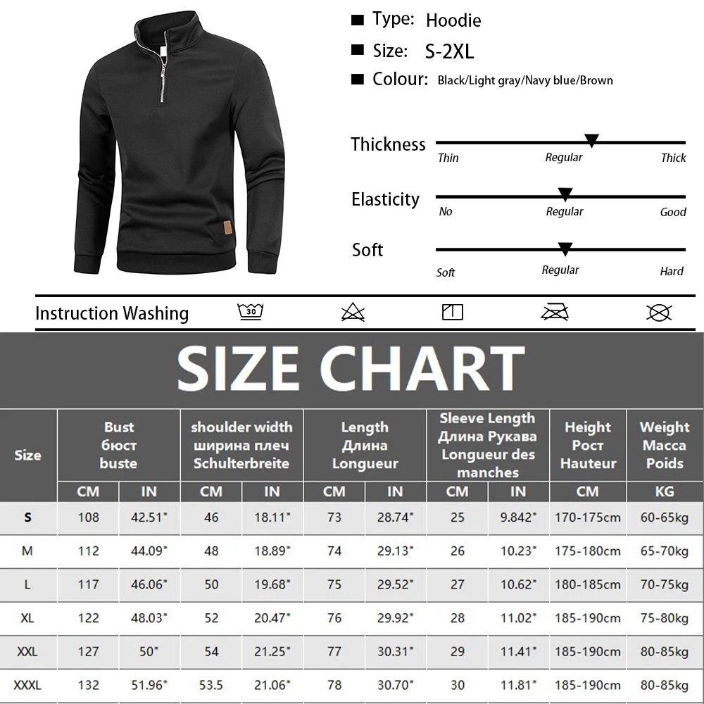 Autumn Men's Zipper Pullover Turtlenecks Warm Sweaters Solid Color Long Sleeved Fashion Male Casual Daily Sweatshirt Top