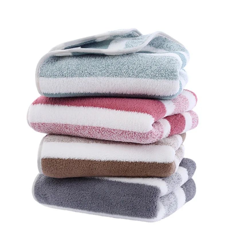 1 Set Striped Face Towel 35x75cm for Bathroom and Soft and Absorbent Quick-Drying Experience Microfiber Bath Towel 70x140cm