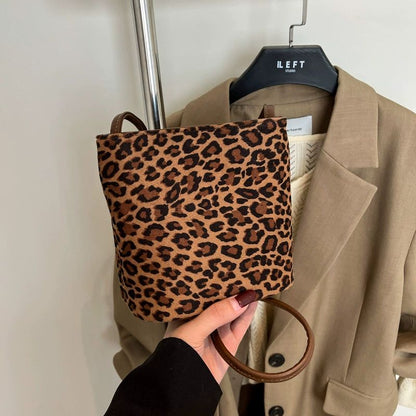Design PU Suede Leopard Shoulder Bags for Women 2025 New Winter Crossbody Bag Females ?Luxury Handbags and Purses Bucket
