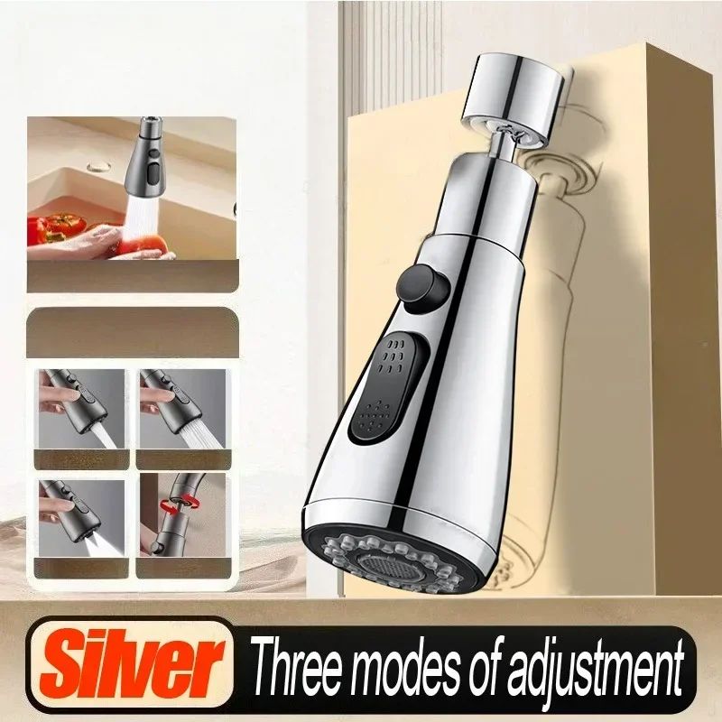 1pc Faucet Extender Metal Alloy,Three Modes,Head Water Saver Home Extended Shower Spray Filter  Faucet Extender  Kitchen