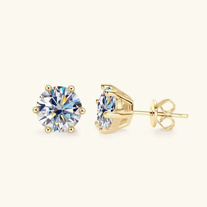 Brinco de Moissanite Real 0.5-2ct de Diamante em Prata 925 Banhado a Ouro Amarelo Brinco de Casamento Feminino Joia de Luxo com GRA