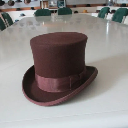 Men's Wool Fedora Hat - Classic Top Hat with Strap, Elegant Steampunk Panama Cap for Gentleman, Unisex Versatile Fashion