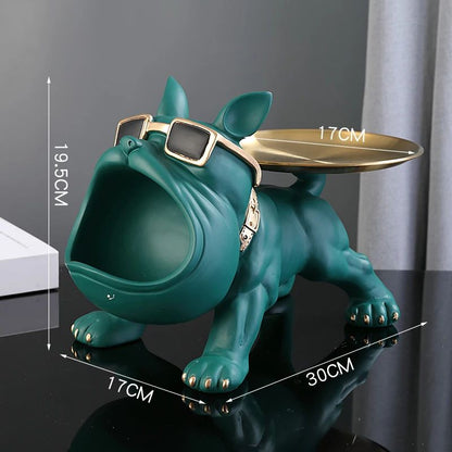 Estatueta de Bulldog para Decoração de Casa de 30cm, Estátua de Cachorro, Caixa de Armazenamento, Ornamento Animal, Artesanato de Resina, Escultura de Arte, Estatueta de Cachorro para Casa