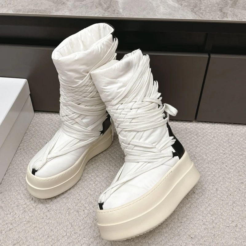 2025 New Men Boots Top Quality Platform Lace Up Winter Boot Size 35-46  Designer Fashion Women Knee High  Platform Boots