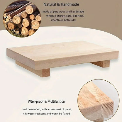 Bandeja de Madeira com Pedestal para Decoração de Banheiro, Organizador de Pia para Sabonete Líquido e Velas Perfumadas, Suporte para Temperos de Cozinha