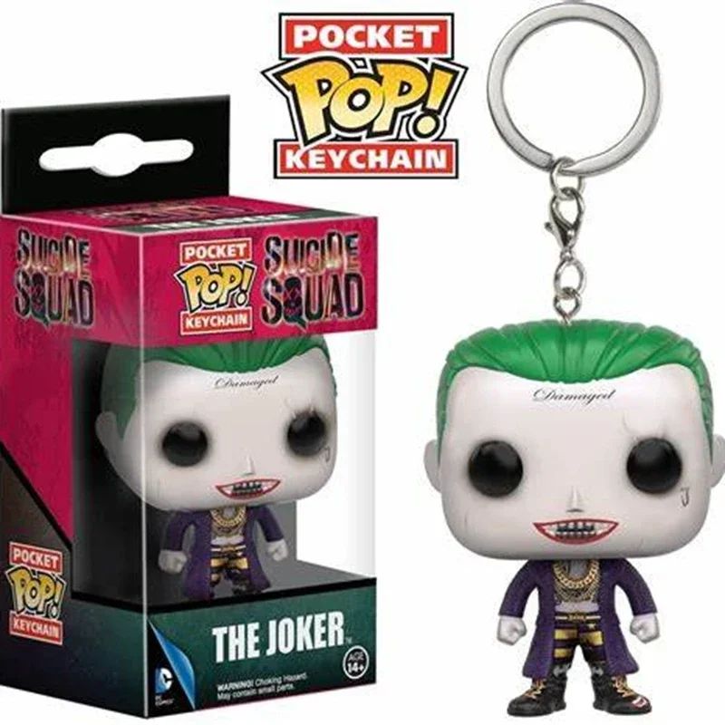 FUNKO POP Filmes Esquadrão Suicida O Coringa Arlequina Rei Tubarão Chaveiro Brinquedo Boneco de Ação Coleção de Brinquedos para Crianças com Caixa