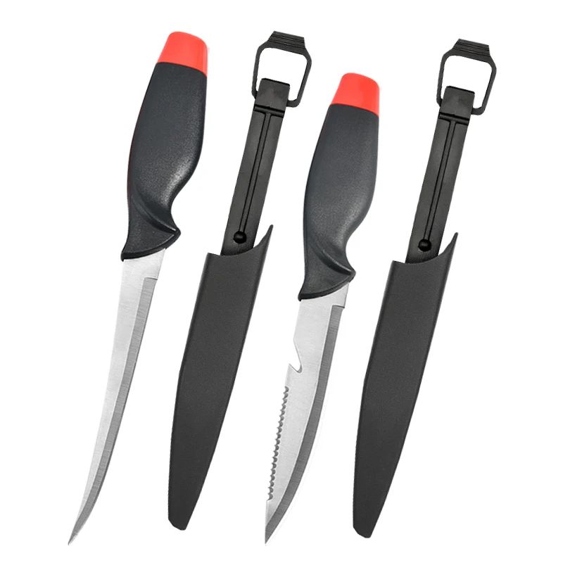 Faca Afiada para Peixe Cabo Oco de Plástico Faca de Filé de Peixe Faca de Desossar Aço Inoxidável Cutelo de Carne Descascador de Frutas de Cozinha