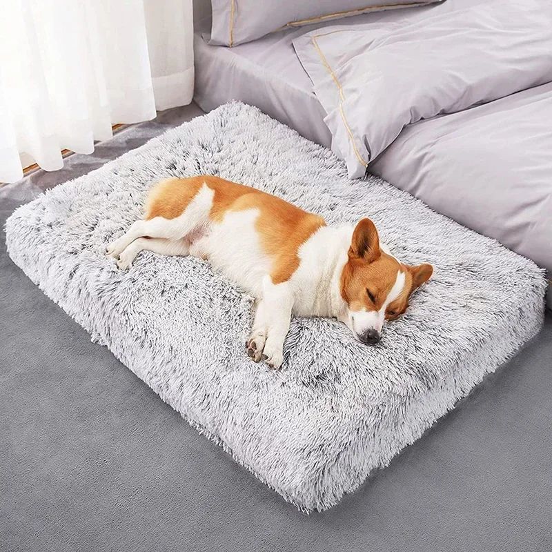 Cama para Cachorro Super Macia de Pelúcia Camas para Gatos para Cães Pequenos Médios Grandes Removível para Limpeza Almofada para Filhotes Cama para Cães Calmante Tapete para Animais de Estimação