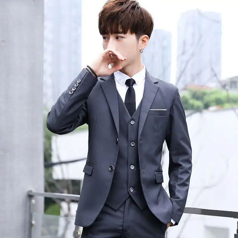 Men's Casual Wedding Suit Set New Groom Best Man Wedding Ceremony New Chinese Style Small Tailored Jacket Outfit
