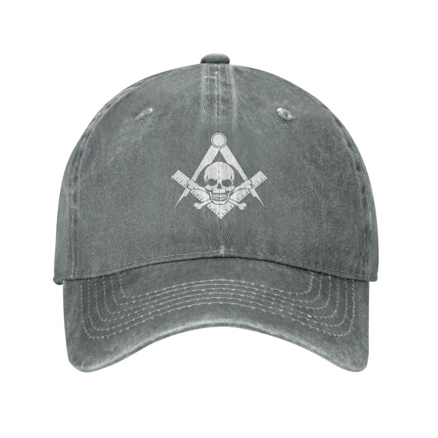 Skull and Cross Bones Square Compass Masonic Freemason Caps Casquette Denim Baseball Cap Unisex Men's Hat Women's Hats
