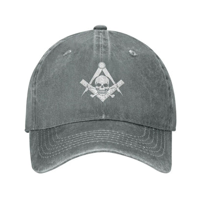 Bonés de beisebol de brim com caveira e ossos cruzados, bússola quadrada, maçonaria, boné casquette, chapéu unissex masculino e feminino