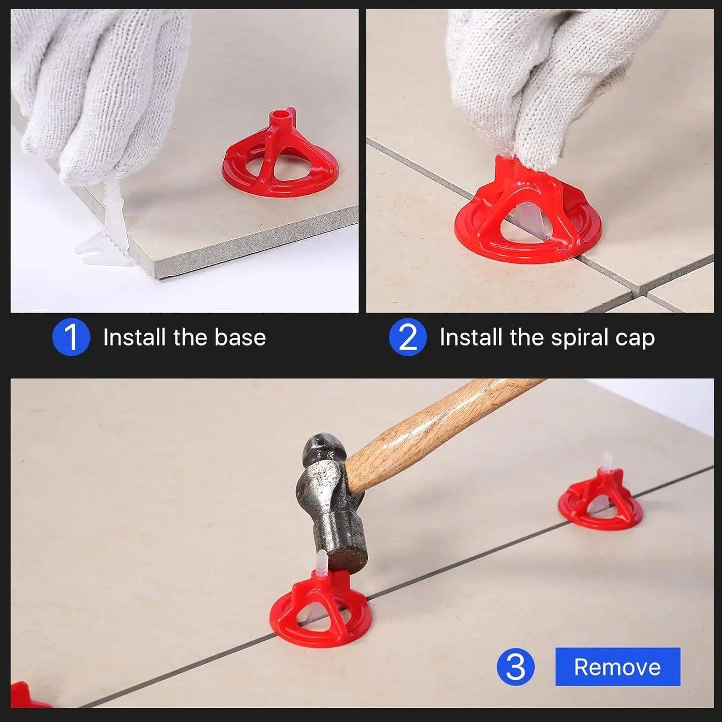 Sistema de Nivelamento de Azulejos Espiral, Nivelador de Azulejos Reutilizável, Bases de Espaçamento para Assentamento de Azulejos em Paredes e Pisos, Ferramentas de Construção