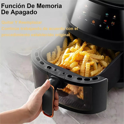 Fritadeira sem Óleo 1400W 8L para Uso Doméstico, Programável, Smart LED Touch, Ciclo Térmico, Forno, Batata Frita, Frango