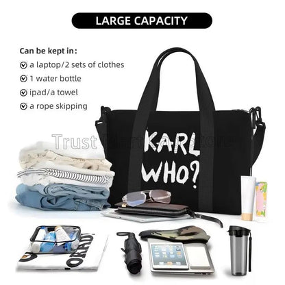 Karl Who Travel Duffel Bag Foldable Lightweight Waterproof Weekender Overnight Bags with Shoulder Strap Sports Gym Travel Bag