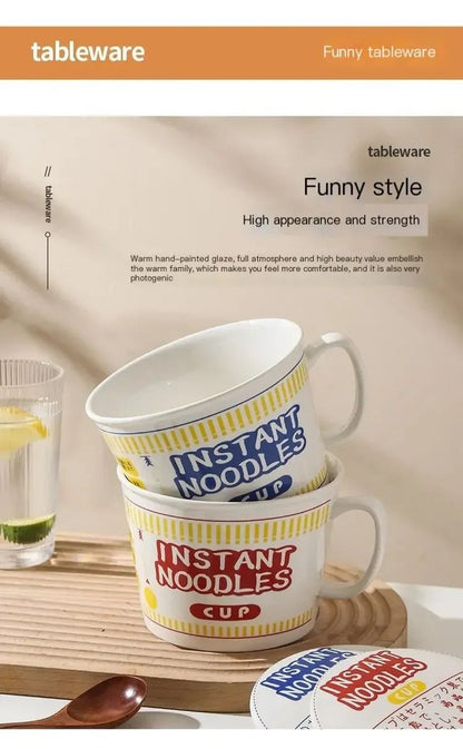 1pc Large Capacity Ceramic Instant Noodle Bowl with Cover?Perfect for Dorms and Home Kitchens - Keep Your Noodles Fresh and Warm