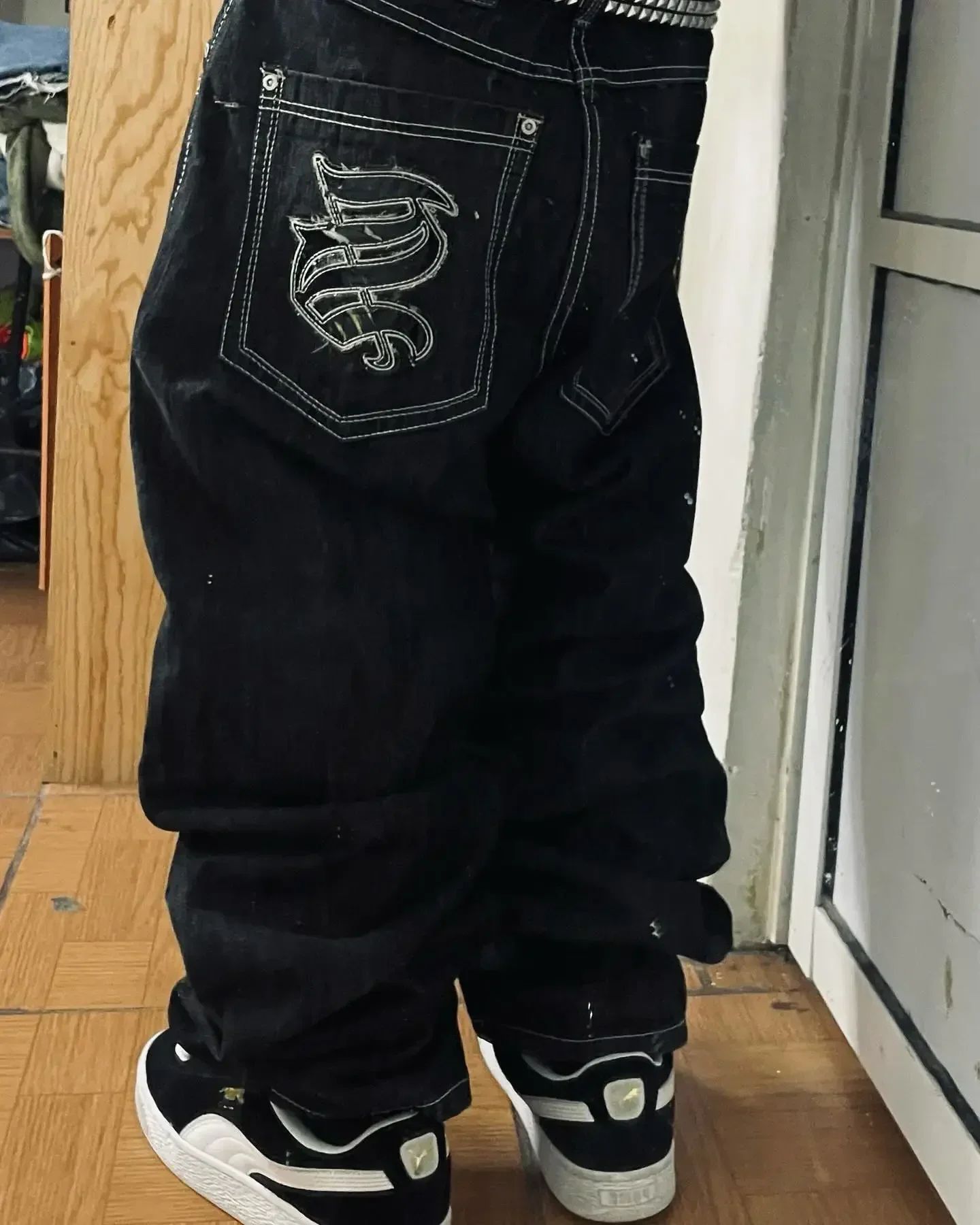 retro y2k gothic lightning graphic jeans wide legs loose loose hip-hop street style men and women fashion clothing