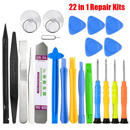 Kit de Ferramentas para Reparo de Celular 22 em 1 - Conjunto Multifuncional de Desmontagem com Chave de Fenda Antiderrapante para iPhone