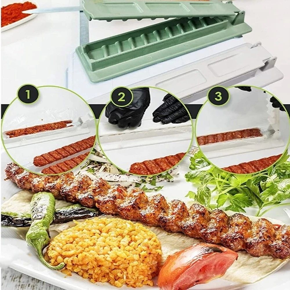 Single Row Kebab Maker Bbq Meat Skewer Machine Kebab Press Maker Reusable Plastic Bbq Skewer Maker Kebab Preparation BBQ Tool