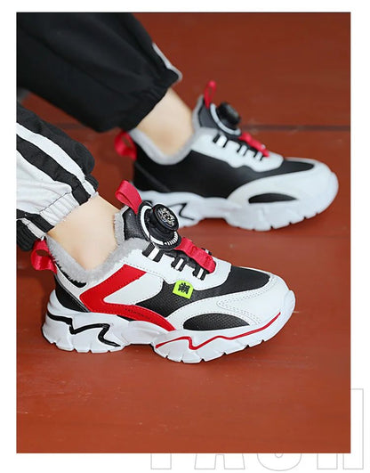 Winter Kids' Cotton Shoes For Boys Warm Plush Anti-slip Children Running Sneakers Outdoor Comfortable Casual Walking Shoes