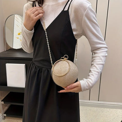 Women's Crystal Ball Clutch Bag Shiny Round Elegant Dinner Party Purse Luxury Female Party Handbags