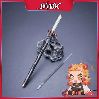 Caneta espadada de ponta de feltro de 7,5 polegadas Demon Slayer Nichirin, modelo de liga de espada, caneta katana Tanjirou, arma de anime Kimetsu No Yaiba, brinquedo Rengoku