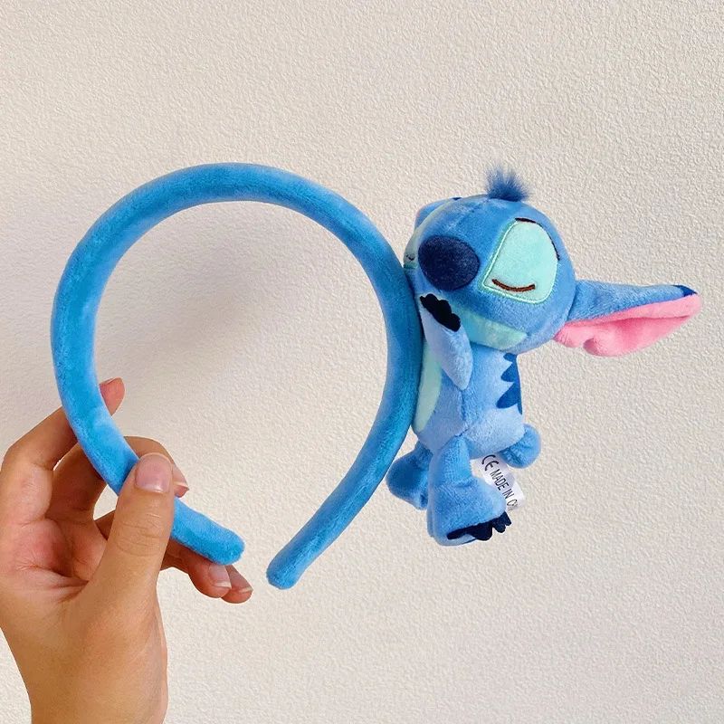 Disney Stitch Mickey Minnie Pelúcia Tiara Cocar Desenho Animado Anime Macio Moda Feminina Menina Acessório de Cabelo Princesa Presente