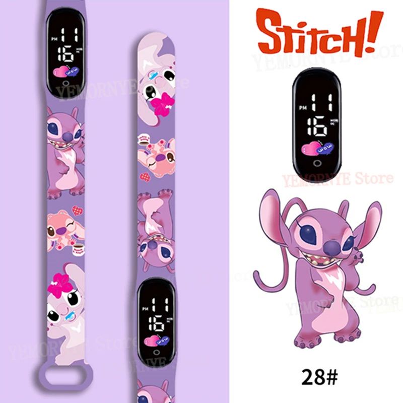 Relógios Digitais Infantis Disney Stitch Figuras de Anime LED Touch Luminoso Relógio Digital Esportivo Infantil à Prova D'Água Brinquedos de Aniversário
