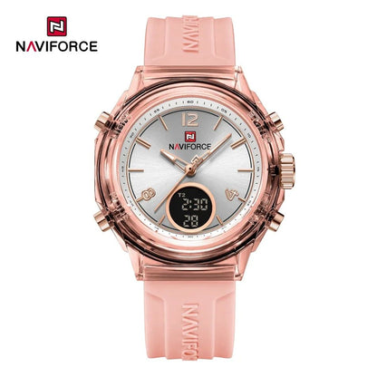 NAVIFORCE Top Brand Women's Watch Outdoor Sports Waterproof Watches Dual Time Display Quartz Wristwatches Rubber Digital Clock