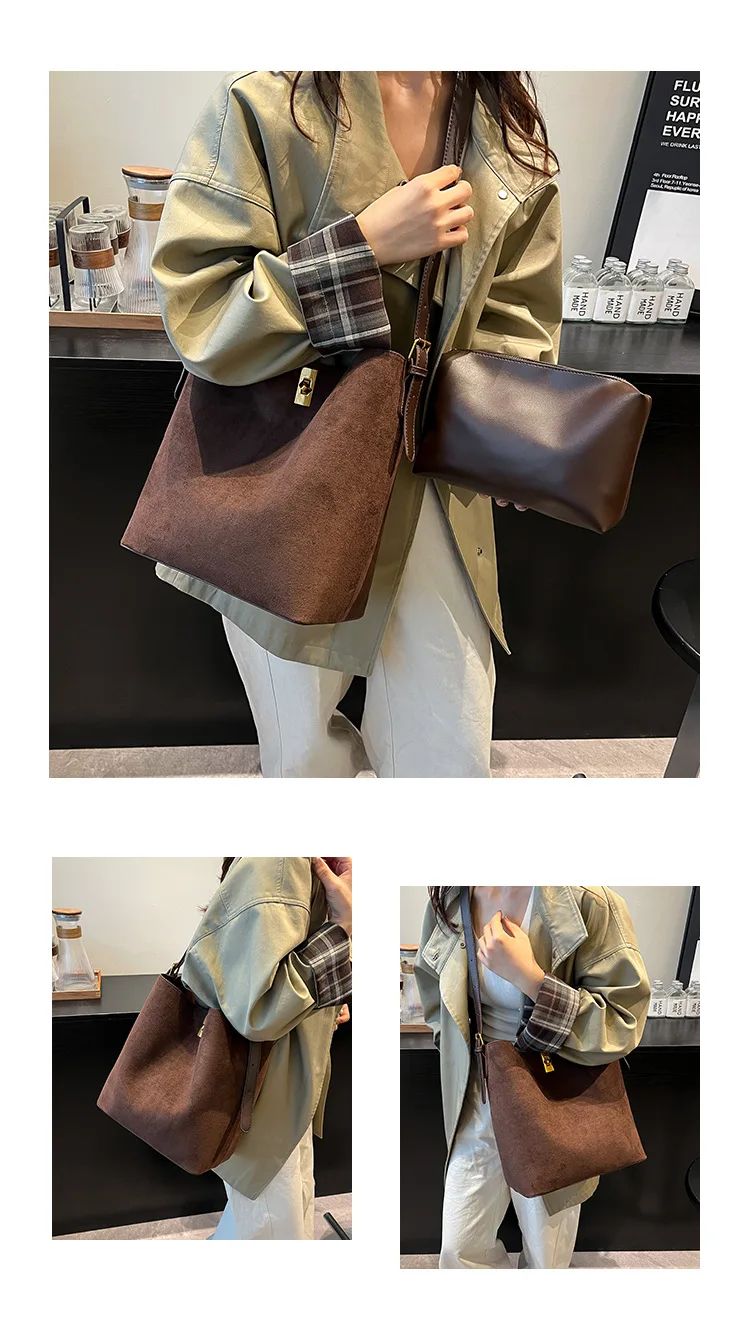 Shoulder Bags Bucket Bag Retro Suede Fur Women Tote Bag New Style Versatile Shoulder & Crossbody Bag 2025