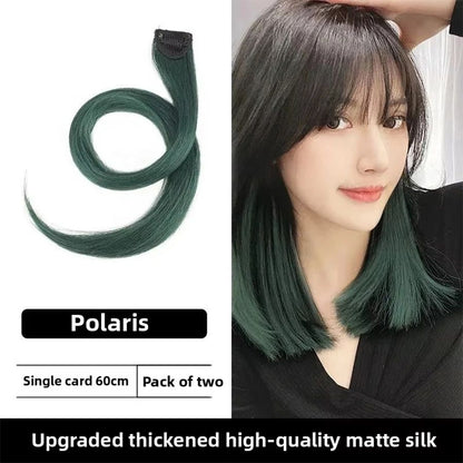 Tiras de coloração para mechas presas na orelha, extensões de cabelo coloridas de uma peça para cabelos longos femininos, adesivos invisíveis de peruca sintética