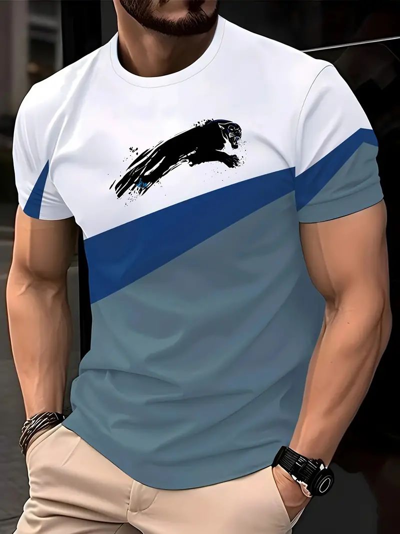 Classic Men's T-shirt Graphic Print Outdoor Casual Round Neck Short Sleeve Top Street Fashion T Shirt Male Oversized Clothing