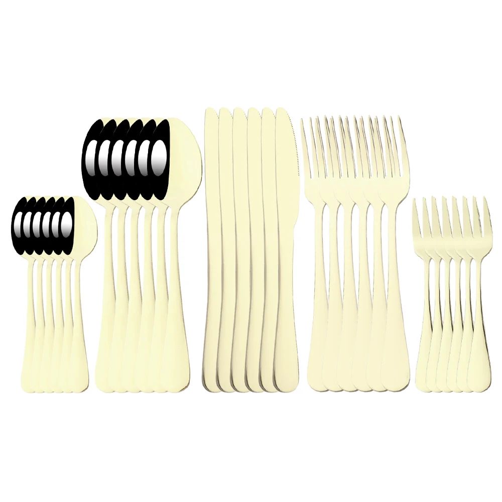 Conjunto de Talheres de Aço Inoxidável Colorido de 6/30 Peças, Faca, Garfo de Bolo, Colher de Chá, Conjunto de Talheres de Cozinha, Pratos