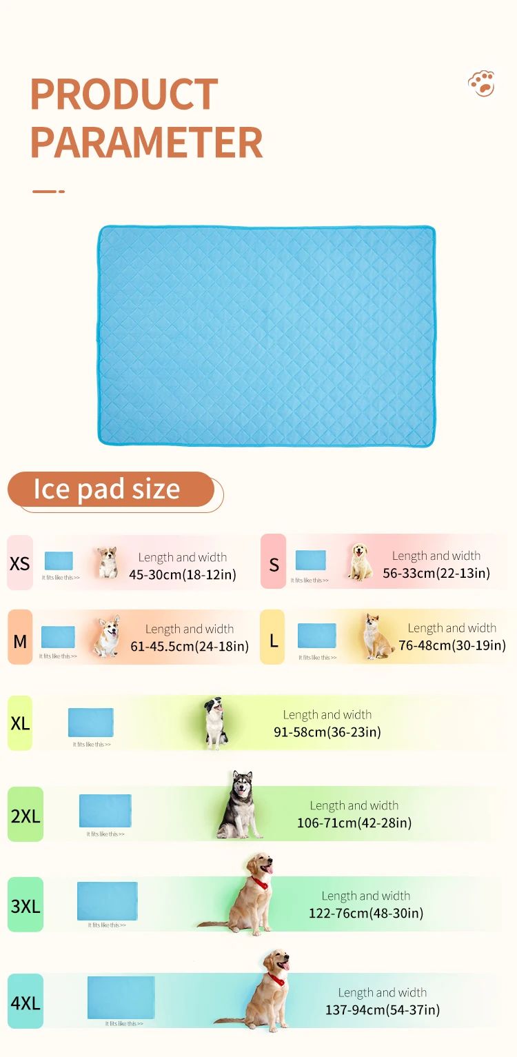 Tapete Gelado para Cães Cama para Pets Verão Tapetes para Cães Gatos Cobertor Sofá Respirável Lavável 8 Tamanhos para Cães Pequenos Médios Grandes Filhotes
