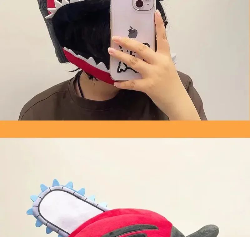 Anime Chainsaw Man Mask Headgear Denji Cosplay Accessories Pochita Caps Half Face Mask Masquerade Halloween Party Custom Prop