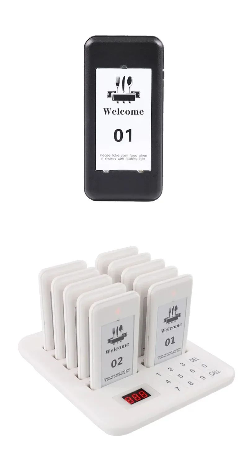 Wireless Restaurant Pagers Calling System 24 Coasters Buzzer Vibrator Bell Receivers For Food Truck Bar Coffee Fast Food Hotel