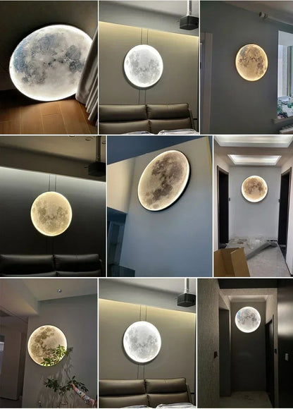 2025 Newest LED Modern Simple Bedside Wall Lamp Net Red Creative Living Room Bedroom Moon Mural New Balcony Stair Aisle Lamps