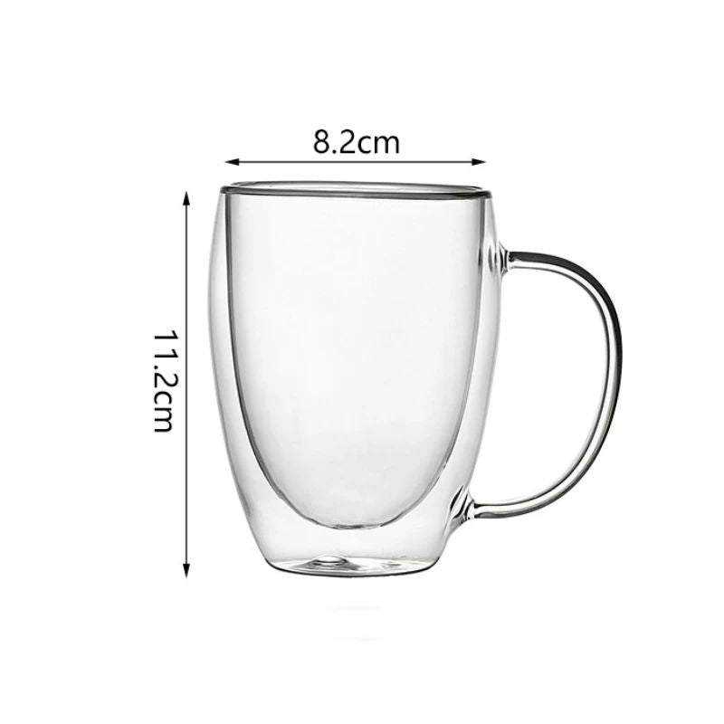 Copo de Café de Vidro com Parede Dupla e Fundo Duplo 233ml/320ml Canecas Premium para Mocha Latte Canecas Transparentes Resistentes ao Calor Conjunto de Copos de Água